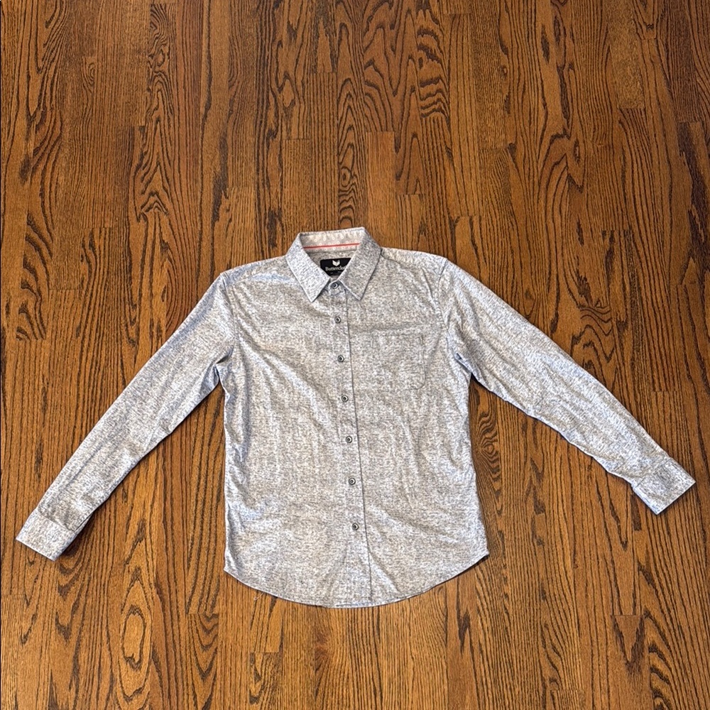 Buttercloth Gray Black Slim Fit Button Down Dress Shirt with Pocket M